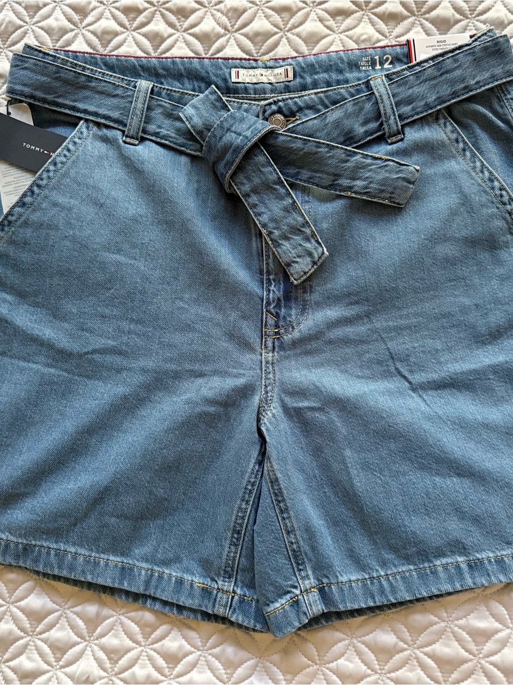 Tommy Hilfiger Light Blue Denim Tie-Waist Women's Shorts